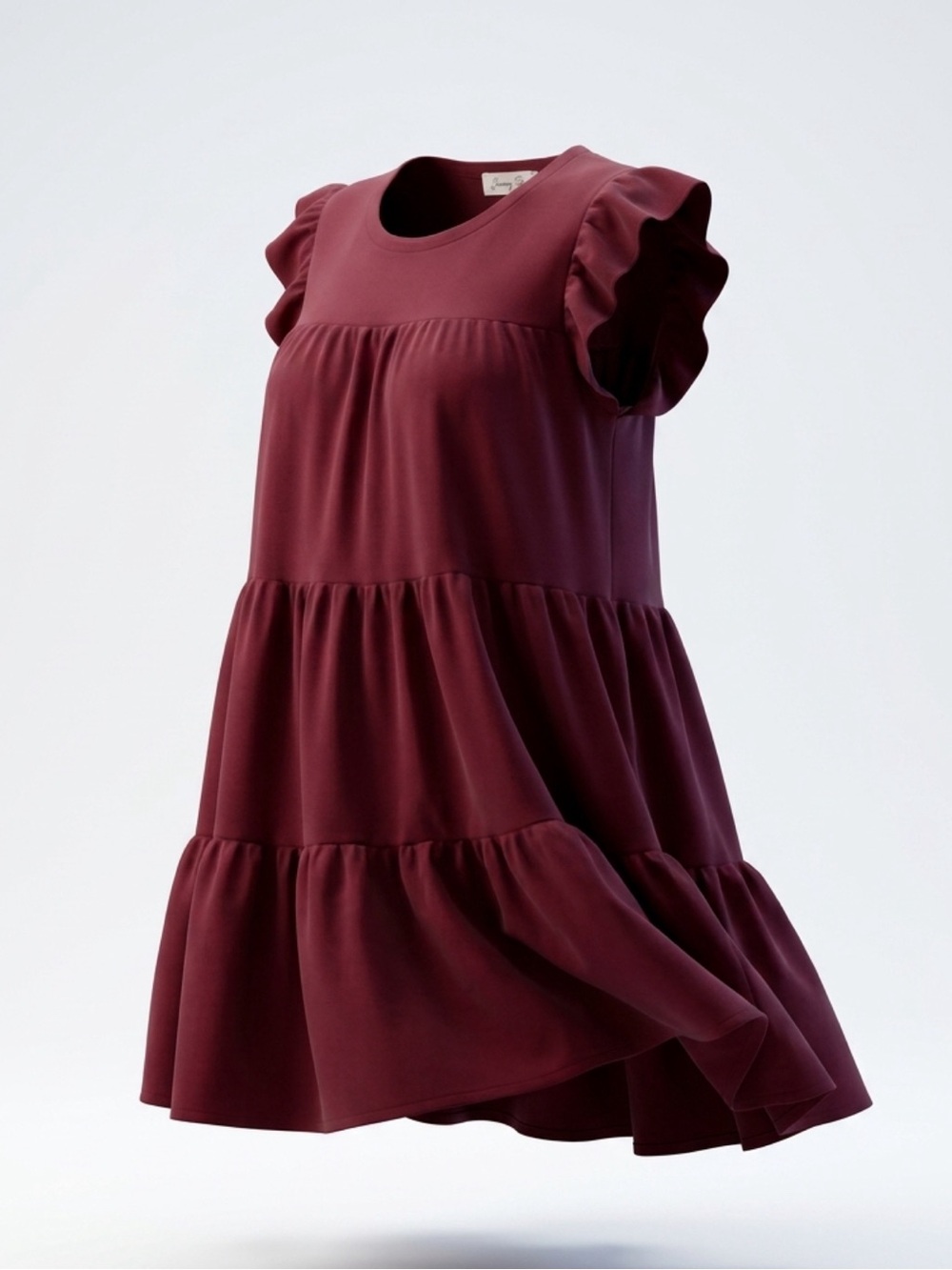 🎢 Emory Park Burgundy Ruffle Tiered Knit Babydoll Dress | Approx Women’s XS/S